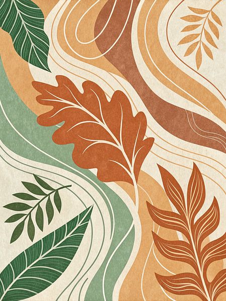 Feuilles botaniques abstraites et terreuses par Artistic