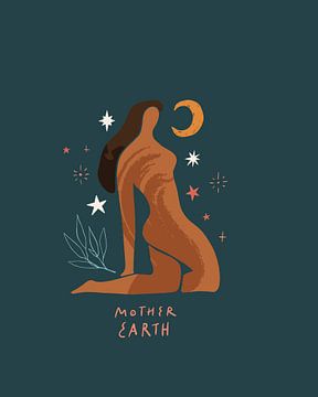 Mother earth against a dark green background by Studio Allee
