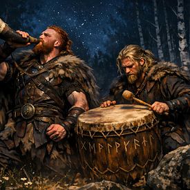 Vikingen met hoorn en trommel van Linda de Klein