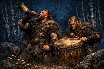 Vikings avec cor et tambour sur Linda de Klein