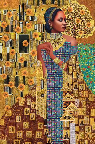 Pakistan Lady á la Klimt, Golden Lady. Levensboom en Poppy Field.