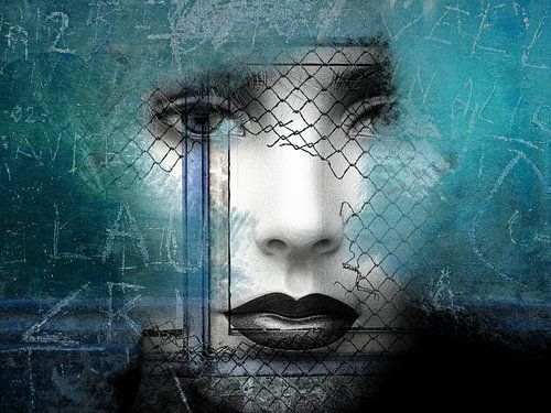 Black lips behind the fence