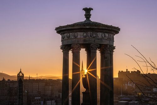 Zonsondergang Calton Hill Edinburgh Schotland van Jefra Creations