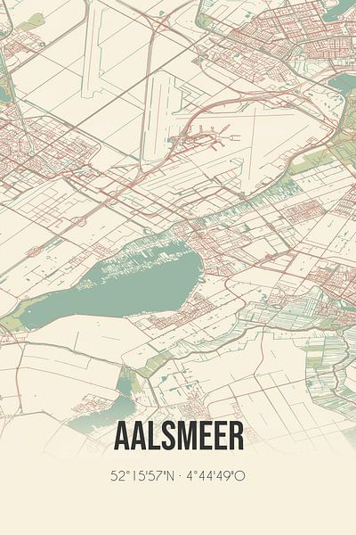 Alte Karte von Aalsmeer (Nordholland) von Ortsdrucke
