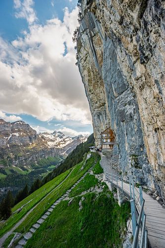 Uitzicht vanuit de Äscherbergherberg op de Appenzeller Alpen