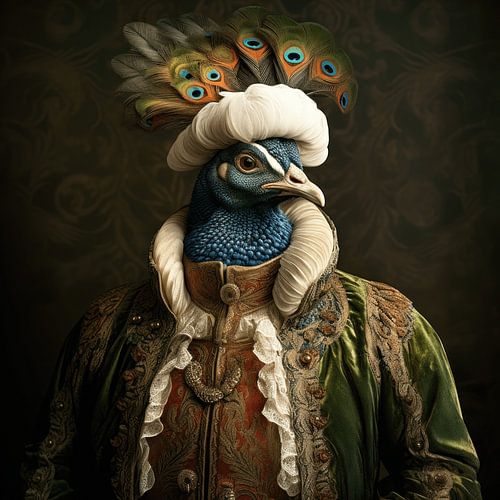 Portret van een adelijke pauw