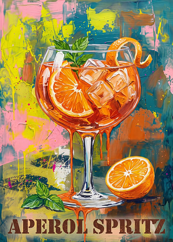 "Aperol Spritz" – Modern popart-schilderij met cocktailmotief