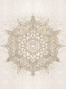 Gouden boho sprankelende mandala op beige van Bloomery Decor
