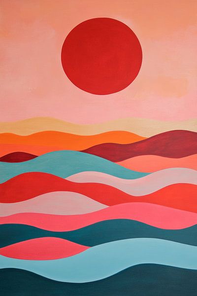 Wavescape in a warm play of colours by Poster Art Shop