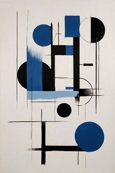 Moderne Abstracte Geometrie in Blauw en Zwart van Art & Soul Creations
