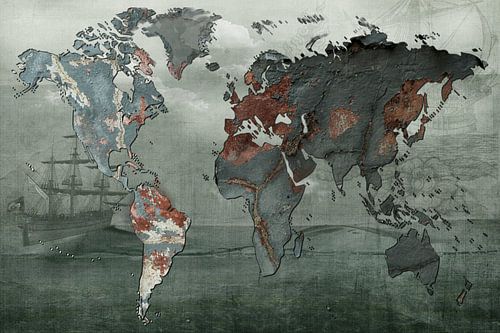 Wereldkaart, roest en oude verf