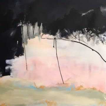 Modern abstract in zwart en roze van Studio Allee