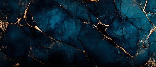 Noble blue marble with gold lines
