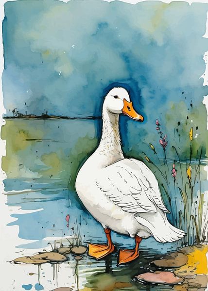 Gans Aquarell von MIROKKU