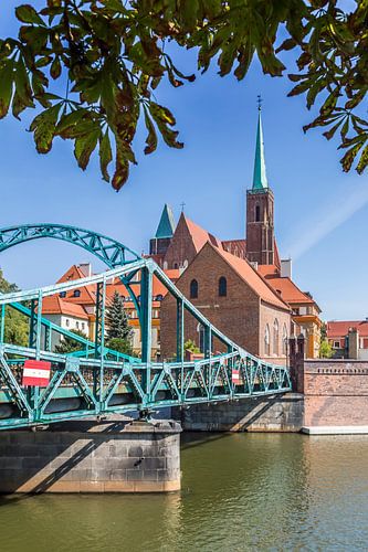 WROCLAW Church of the Holy Cross and Tumski Bridge.