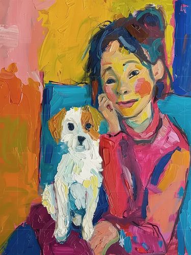 Little Girl With Dog