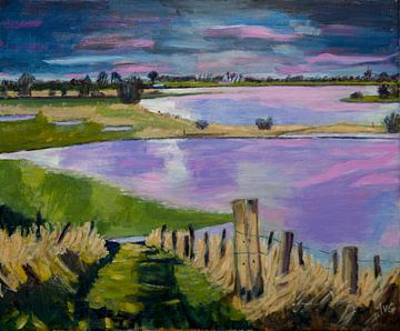 La rivière IJssel près de Zalk Overijssel sur Antonie van Gelder Beeldend kunstenaar
