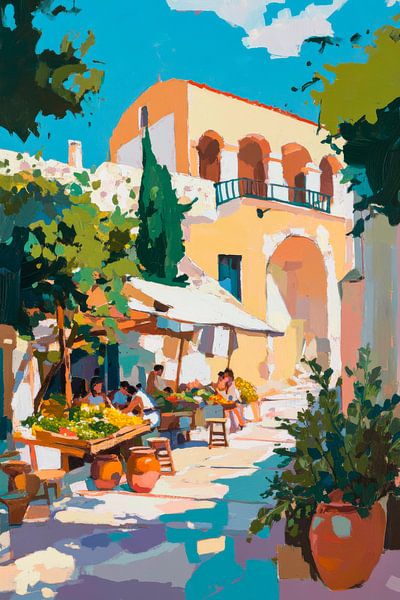 Place du marché en été par Poster Art Shop