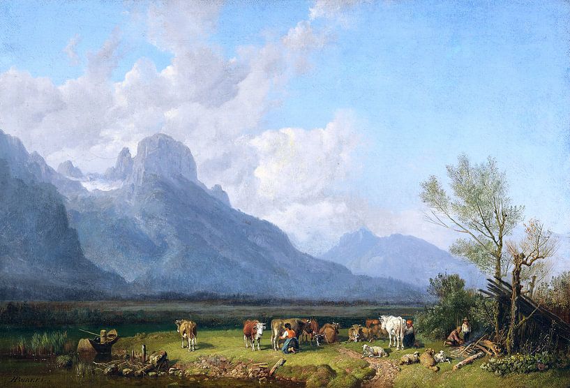 Shepherds at the Lake, HEINRICH BÜRKEL, ca. 1845-1850 by Atelier Liesjes