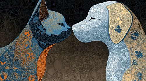 Hundekissen und Katzenkissen künstlerisches Panorama