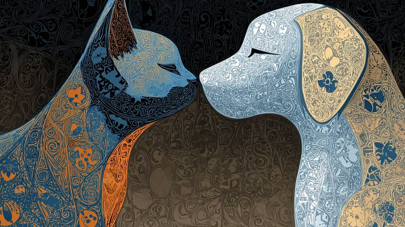 Dog and cat pillow artistic panorama by TheXclusive Art