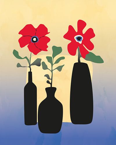 Two red flowers still life 2