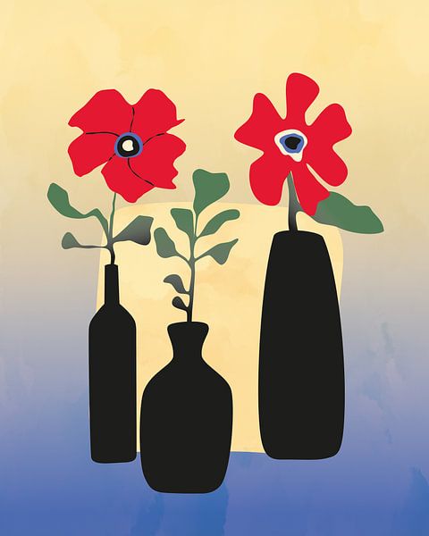 Zwei rote Blumen Stillleben 2 von Tanja Udelhofen