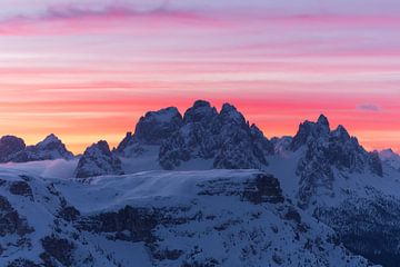 Pink sunrise above the Italian Dolomites by Jonathan Vandevoorde