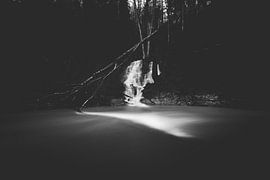 Minimalistic black and white waterfall by Patrik Lovrin