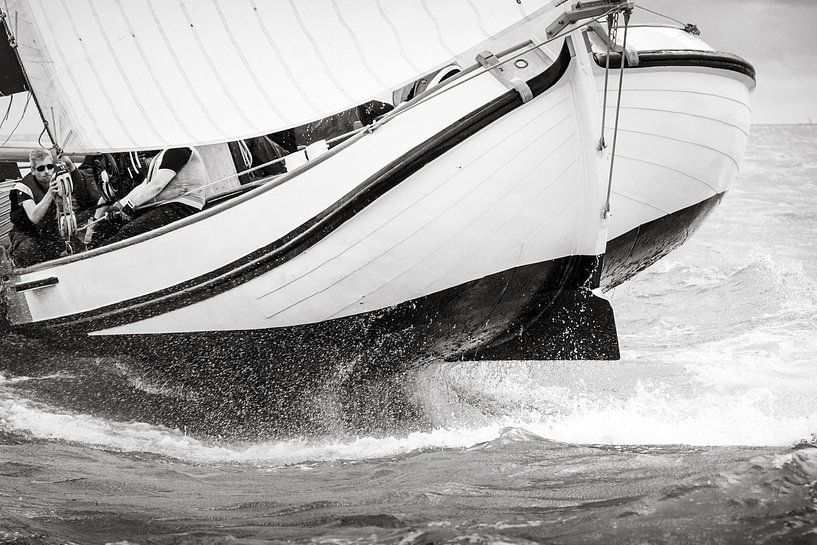 Skûtsje bouncing through the rough seas by ThomasVaer Tom Coehoorn