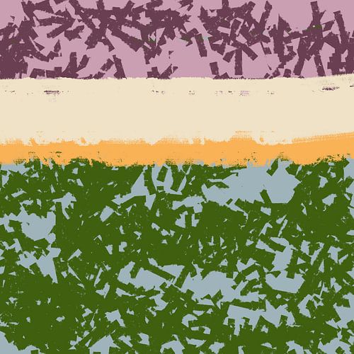 Dromenland. Modern abstract landschap in heldere pastelkleuren. Paars en groen