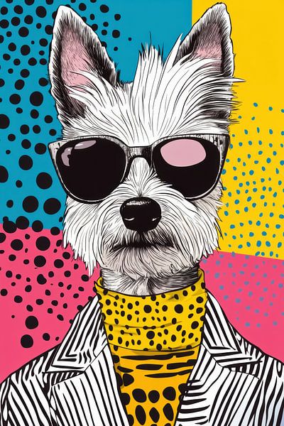 Cool Westie Dog Pop Art by Matthias Hauser