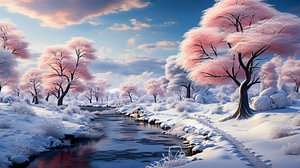magische Winterlandschaft mit Bäumen