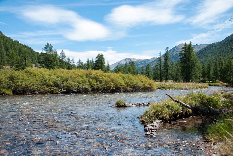 Stromende rivier door het Névache dal van Jacqueline Groot