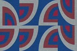 Geometrisches Retro-Muster. Bauhaus-Stil. Formen in weinrot und kobaltblau. von Dina Dankers
