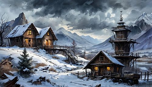 mysterieuze gebouwen in het wilde westen, steampunk