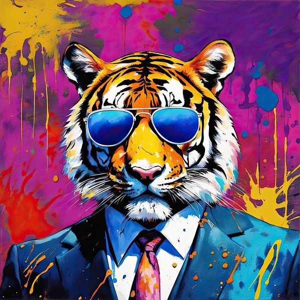 Pop-art Tiger 03.76 von Blickfänger Gemälde