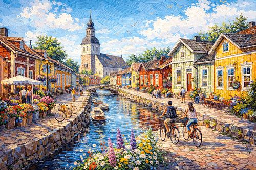 Rauma in Finland, een impressionistisch schilderij.