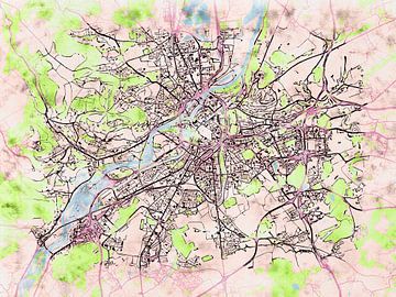 Kaart van Metz in de stijl 'Soothing Spring' van Maporia