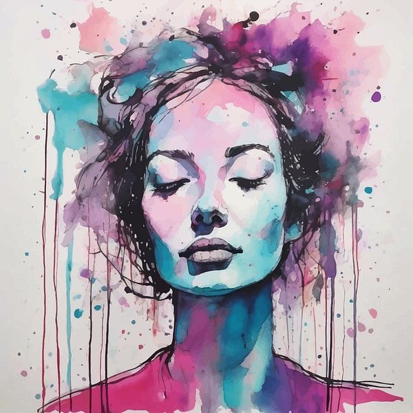 Peinture aquarelle minimaliste d'une femme par MIROKKU