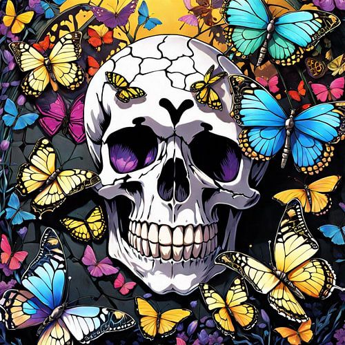 Scull met vlinders
