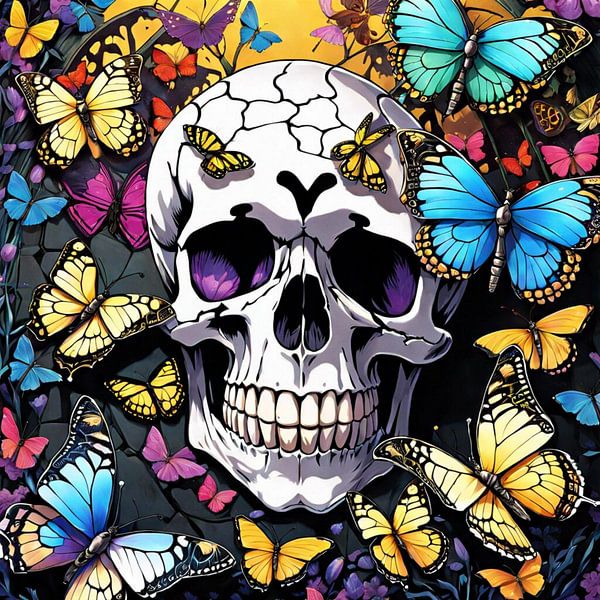 Scull with Butterflies von Sunrise Group Germany
