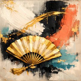 Golden Zen Breeze – Abstract still life with a golden fan by ButterflyPix