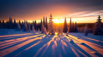 Silence de givre au coucher du soleil