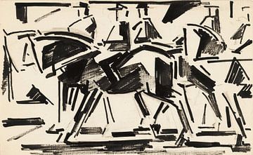 Reijer Stolk, Cavaliers, stylo en noir, crayon à papier