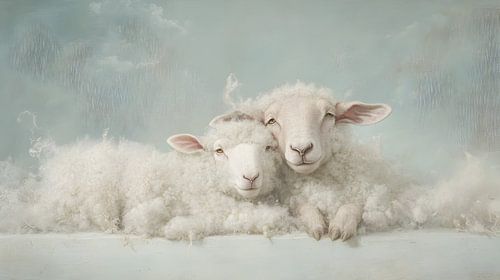 Two cuddly sheep