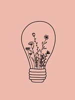 Gloeilamp met bloemen roze