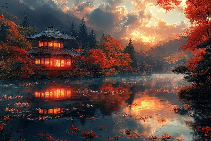 colourful fictional traditional Japan by Egon Zitter