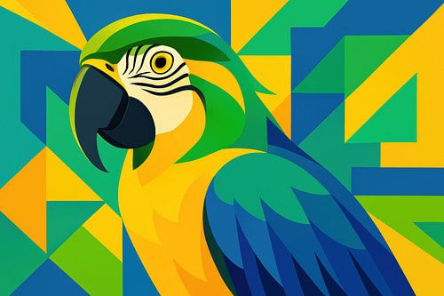 Abstracte papegaai met kleurvlakken