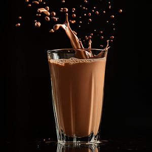 Schokoladenmilch im Glas Hochformat splash